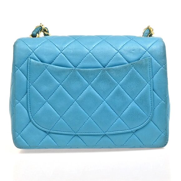 CHANEL CC Logo Mini Matelasse Chain Shoulder Bag Leather Blue GHW - Picture 3 of 14